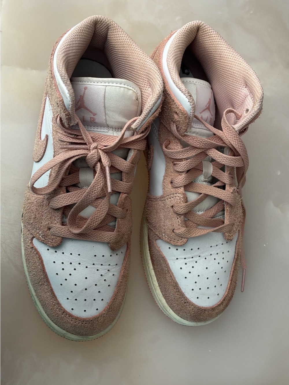 Jordan High-Top Sneakers in Pink and White
